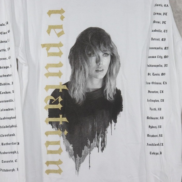 Swifty T.S. Reputation Stadium Tour T Shirt Unisex Size Medium White Long Sleeve - Picture 5 of 9